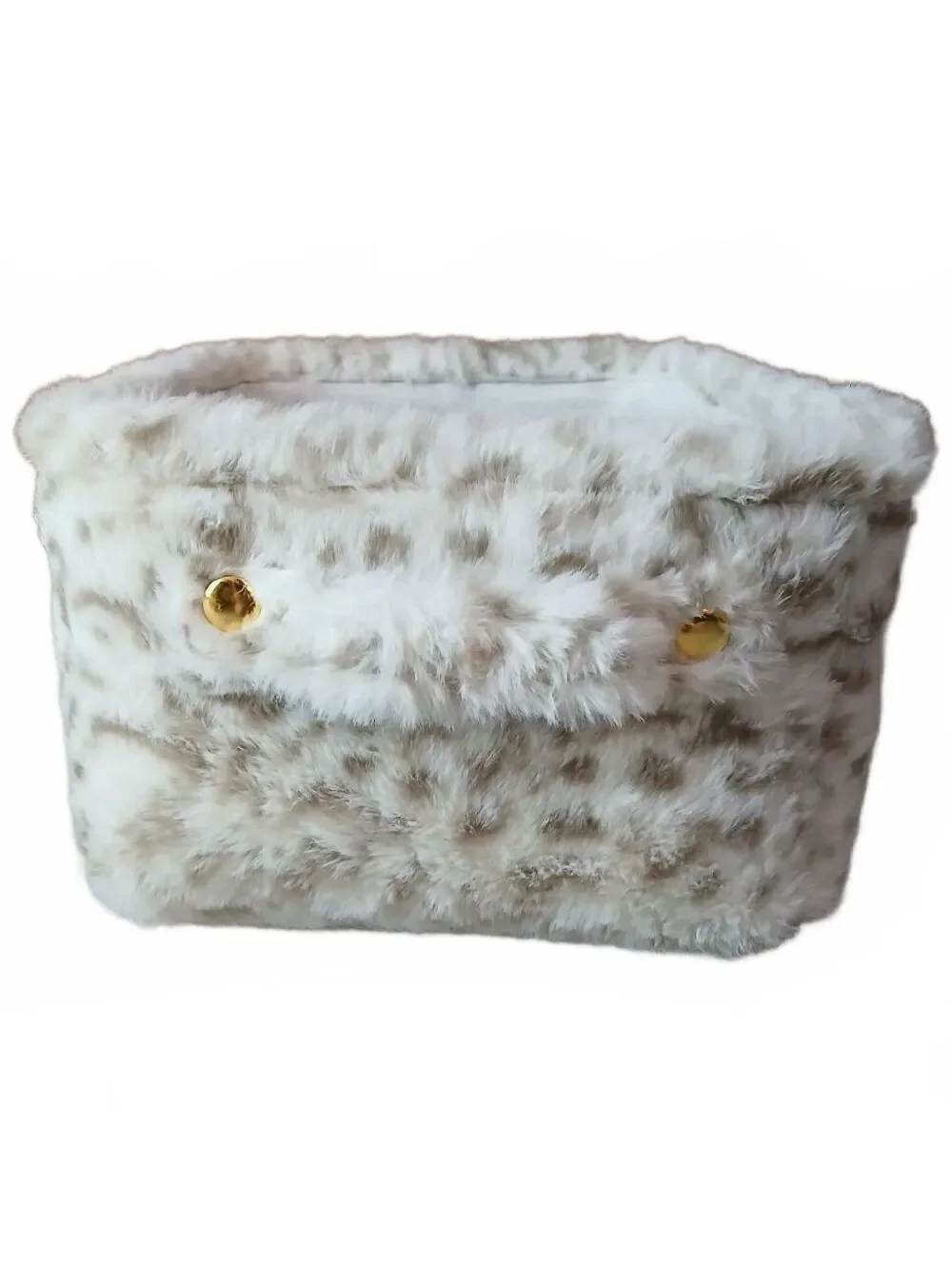 Juicy Couture Home Faux Fur Storage Basket Gold Heart Vanity Organizer NWT